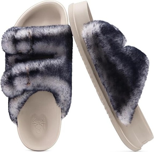KuaiLu Women’s Fluff Platform Open Toe Slipper with Arch Support - Picture 10 of 19