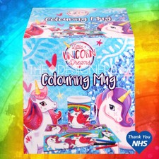 UNICORN COLOUR YOUR OWN MUG Kids Girls Drinking Cup Birthday Santa Gift Box 