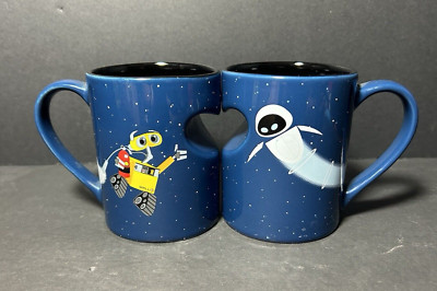 Disney Parks Exclusive Pixar Wall-E/Eve Heart Couples Coffee Mugs