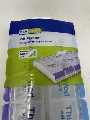 EZY DOSE Push Button 7-Day Pill Medicine Vitamin Organizer Weekly 2 Times Daily - 第 4/5 張圖片