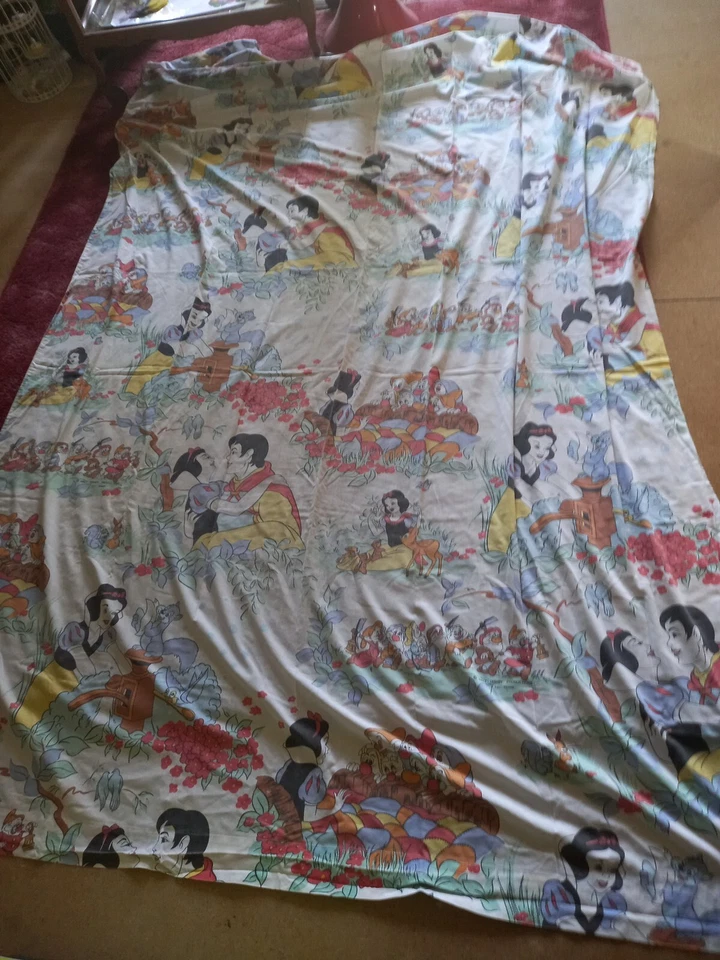 VINTAGE DRAP PLAT Enfant Blanche-Neige Et Les Sept Nains Disney - Photo 2/4