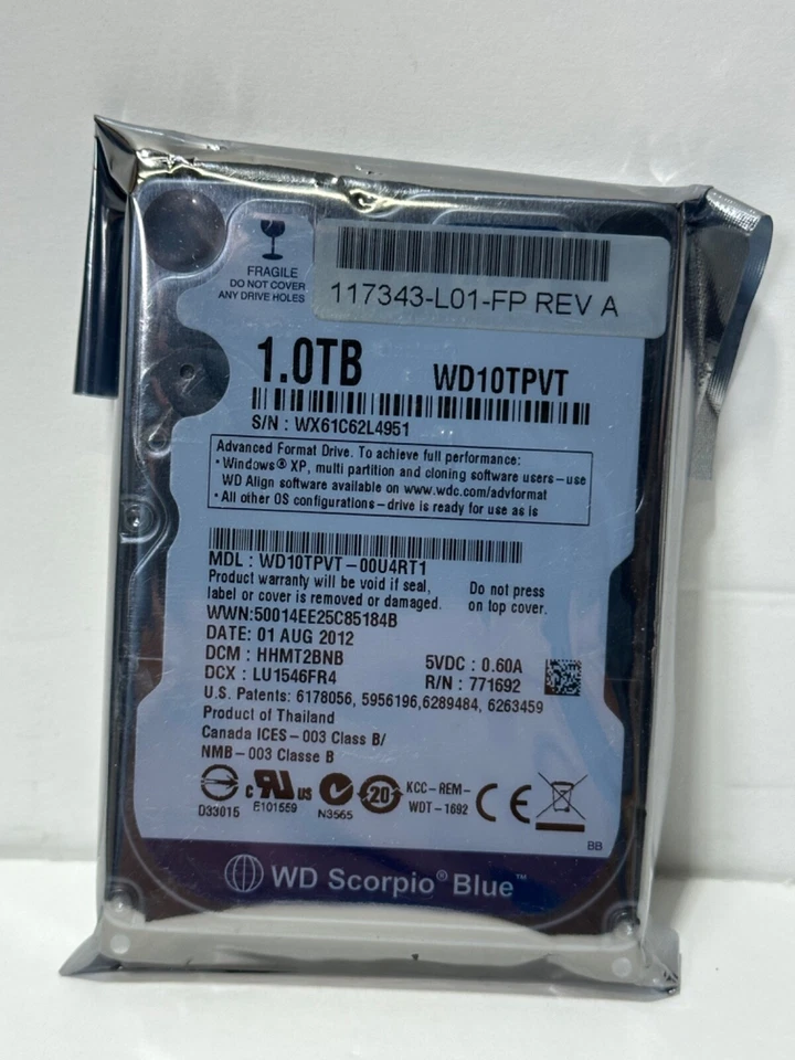 Western Digital Scorpio Blue 1.0TB  2.5” HDD WD10TPVT wd10tpvt-00u4rt1 - Image 2 of 3