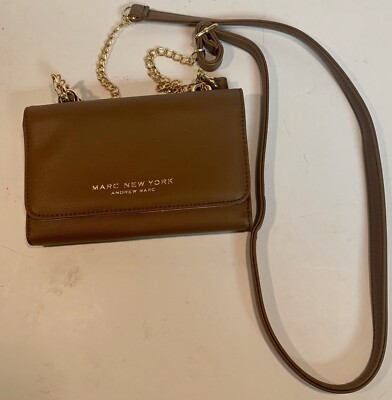 MARC New York Andrew Marc Brown Crossbody Bag Wallet Purse Chain Leather  Strap