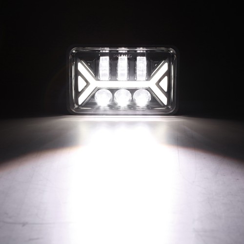 Par de faros LED ámbar IRONWALLS de 4x6"" luz de señal de giro blanca DRL coche camión - Imagen 6 de 12