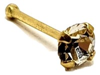 Nasenstecker 9 Kt Echtgold 2,5 Mm Cz Edelstein 22 G (0,6 Mm) Krallenfassung E...