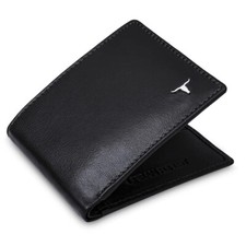 New Black Bi-Fold Leather Men's Wallet RFID Protection Gift Item