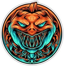 Evil Pumpkin Halloween Car Bumper Window Sticker Decal 4.6"