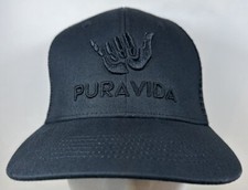 Pura Vida Hat Surfer Ocean Surf Costa Rica Snapback Cap Black Water Skate