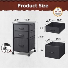 DEVAISE Mobile File Cabinet, Rolling Printer Stand with 3 Drawers, Fabric