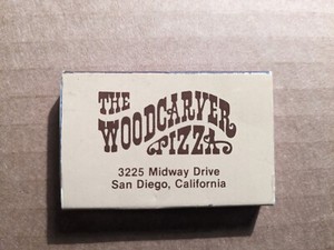 The Woodcarver Pizza-San Diego Collectible Matchbox Matchbook-no matches