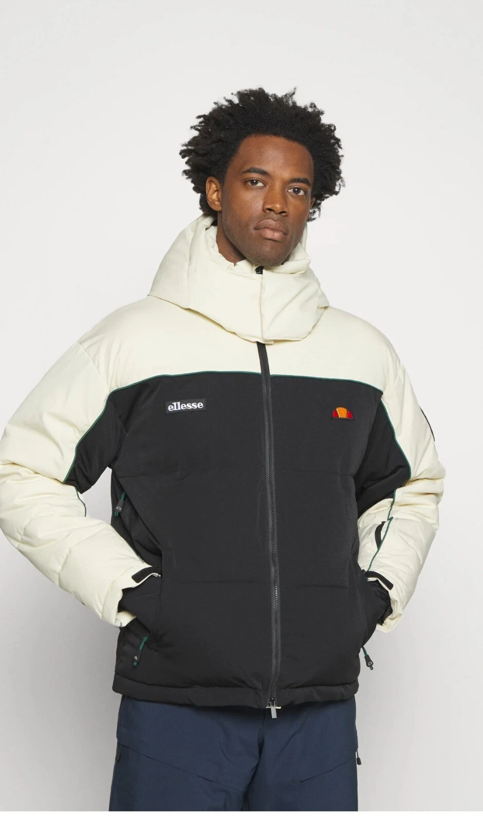 Ellesse Sterzing Padded Jacket Black with Detachable Hood Unisex XL