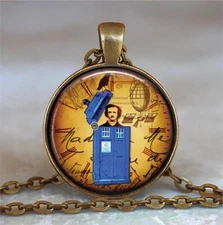 Doctor Who Tardis Keep Calm Dont Blink Silver Pendant Necklace Free Gift Bag