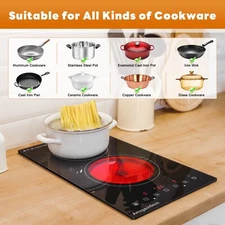 Electric Ceramic Double Burners Cooktop Kitchen Countertop Stove Touch Control