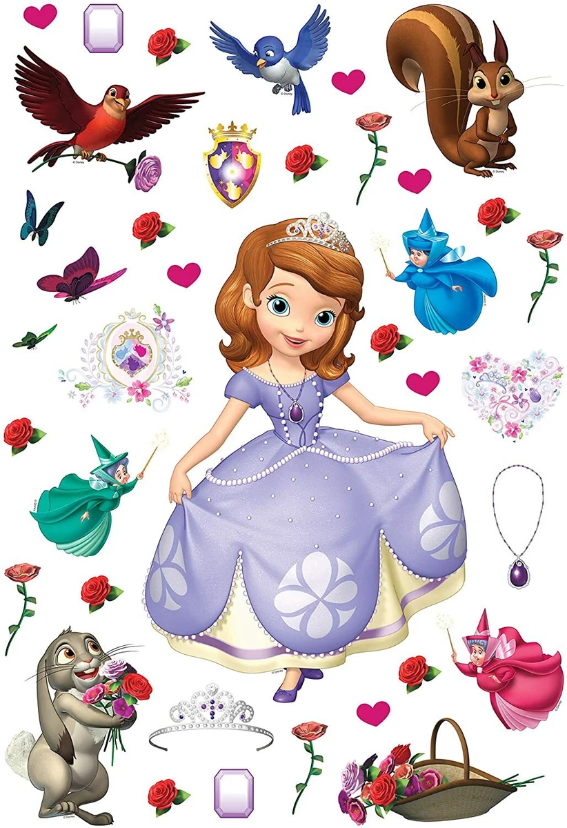 Disney Sofía Pared Pegatinas 65x42.5cm Princesa Violeta Juego de Niña Dormitorio