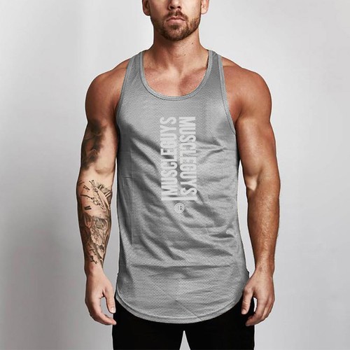 Men's High Quality Breathable Fitness Sports Gym Quick Dry Tank Tops With Logos - Picture 11 of 13