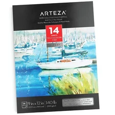 Arteza Expert Watercolor Pad | 100% Cotton | Cold-Pressed | 9 x 12 | 14 Sheets