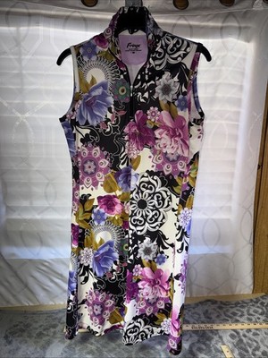 FRINGE FLORAL Multi Color GOLF DRESS POCKETS UV PROTECTION Small NICE !!!!