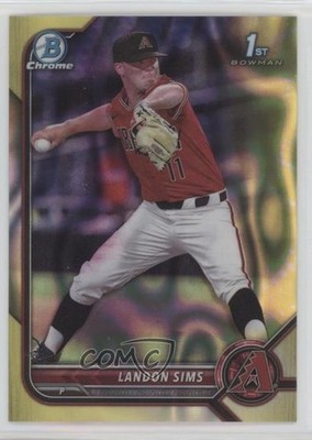 2022 Bowman Draft Chrome Yellow Lava Refractor 30/75 Landon Sims #BDC-72 0c6