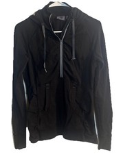 Athleta Black Ruched Zip Hoodie Women s Small Thumbholes Style 306582 S