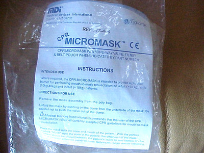 MDI CPR Micromask with Gloves & Instructions New and Sealed Mask