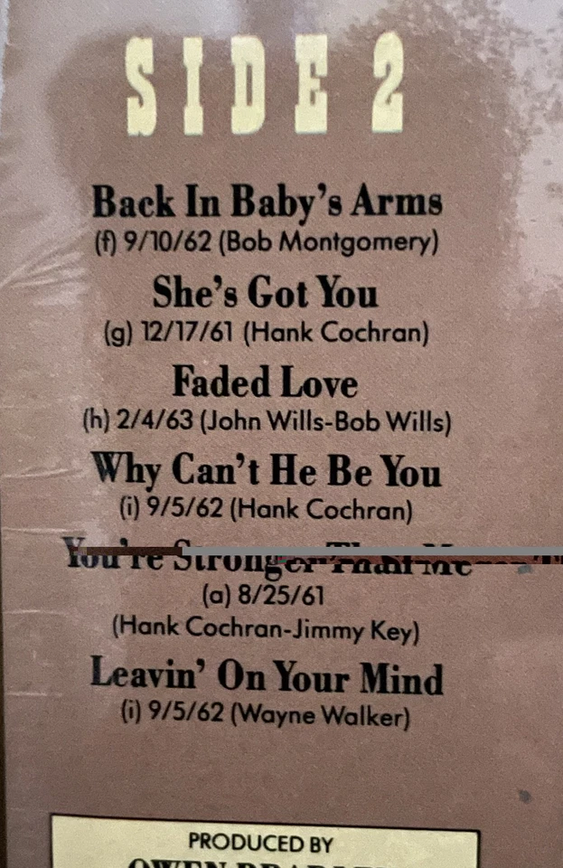 FACTORY SEALED!! Patsy Cline 12 Greatest Hits~Country Compilation~ - Image 3 of 4