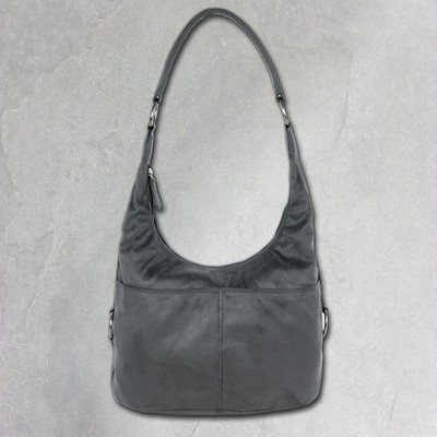 DrachenLeder Kunstleder Tasche Damen Beuteltasche grau 37x18x25 OTS100K