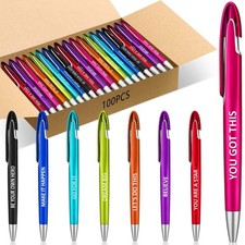 Lincia 100 Pcs Positive Theme Ballpoint Pens Bulk Retractable Medium Point Pe...