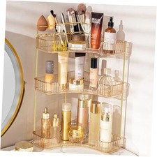 Makeup Organizer for Vanity Corner Bathroom Organizer 3-Tier Amber Gold