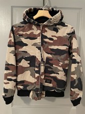 Walls Blizzard Pruf Woodland Camo Hooded Jacket Size Youth XL Hunting Outdoors
