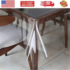 Clear Vinyl Tablecloth Protector Waterproof/Oil-Proof Plastic Square Transpar...