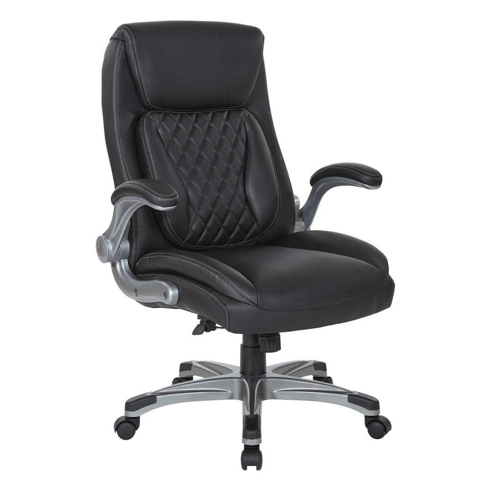 OFFICE STAR PRODUCTS  Office Chair,,Black,Leather,Swivel 833EJ2