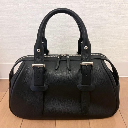 Burberry Black Leather Handbag Mini Boston Double Zip Auth