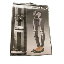 NWT Child's Skeleton Black Leggings Halloween Costume Unisex Kid Up to size 10 