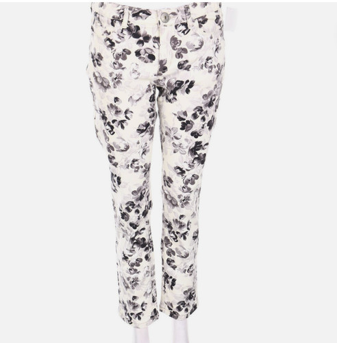 Max Mara Weekend Jeans Size 16 Gray/Creme EUC straight flowered