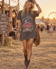 Spell & The Gypsy Collective Mystical Thunder Tee shirt Dress Size S Good Cond