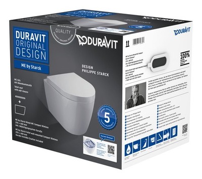 Duravit ME by Starck WC-Set Compact wandhängend rimless Tiefspüler - Weiß...
