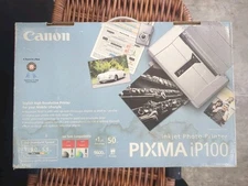 Canon PIXMA IP100 Digital Photo Inkjet Printer K10296 W/AC Adapter lot