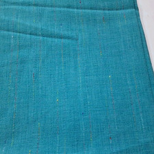 3 yd x 58" w Polyester Fabric Teal w/multicolor Thin Lines Textured NO STRETCH