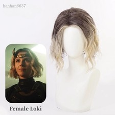 Marvel Female Loki Cosplay Yellowish-brown Gradient Curly Hair Wigs for Women