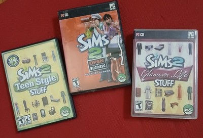 Lot - Sims 2  (CD-ROM), Glamour Life, Open for Business Exp, Teen Style Stuff