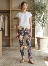 Vanilla Star Women's Jeans Floral Front and Denim Ivory Back Size 11 Stretch