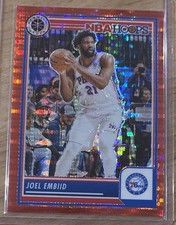 Joel Embiid 2023-24 Hoops Premium Stock Red Pulsar Prizm