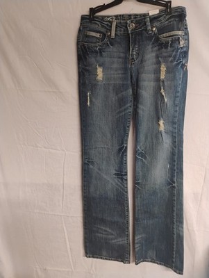 Women's Blue Bootcut Jeans by Southern Thread The Drew Size 25 X-Long Grunge