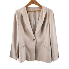 Chicos Black Label Seamed In Lapel Jacket Blazer Sand Cream 2 12 14