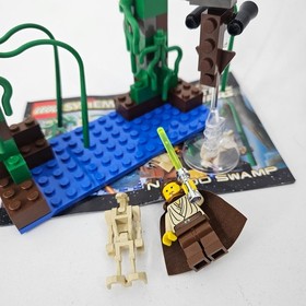 LEGO Star Wars Ultra Rare Qui-Gon Jinn Minifigure w/ Naboo Swamp parts & manual