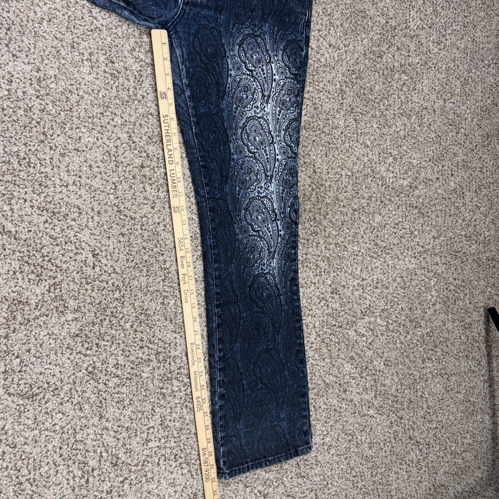 Azzure Love Life Denim Vintage Paisley Pront Jeans Dark Wash 34x33 Fits 36 X 32 - View 9