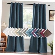 Linen Blackout Curtain 96 Inches Long for 52"W x 96"L Pack of 1 Heather Navy