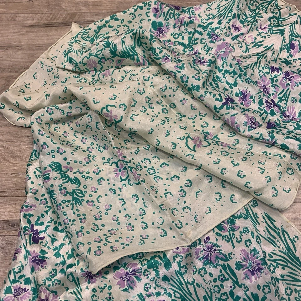 ECHO VTG 100% Pure Silk Floral Scarf Made In Japan Multicolor Size 15”x 48” - Image 2 of 4