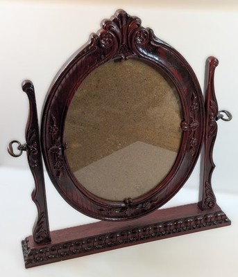 Vintage Oval Swivel Picture Frame, Faux Mahogany, British Registered -fits 7x9