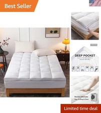 Extra Thick Pillow Top Mattress Cover - Twin Size with Breathable Fiber Filling